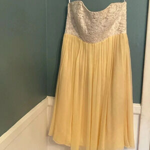 Melissa Sweet yellow and ivory strapless dress - knee length - size 8- like new
